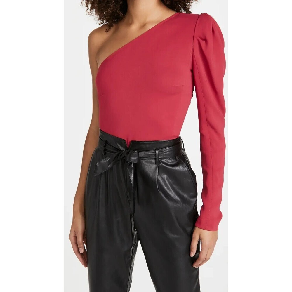 IRO Blouse Womens 38 Red Lavrim Framboise One Shoulder Asymmetrical Solid New